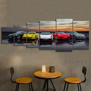 5pcs HD Auto D'epoca Poster Vintage Room Decor Super Car Sticker Bar Arte Della Parete Della Pittura A Olio di 718 Auto di Stampa della tela di canapa