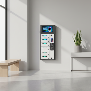 Y2 Power <span class=keywords><strong>ZEN</strong></span> Pro, casier de recharge pour télé<span class=keywords><strong>phone</strong></span> ultra-fin à <span class=keywords><strong>6</strong></span> baies, station de recharge extérieure avec écran publicitaire de 14 pouces pour les conférences - Product Image 1