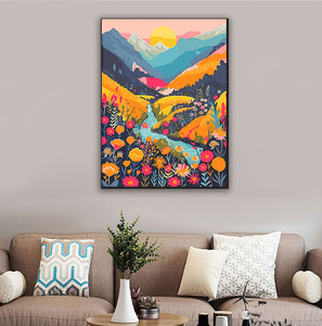 Kit <span class=keywords><strong>de</strong></span> Pintura por Números DIY <span class=keywords><strong>de</strong></span> Flores <span class=keywords><strong>de</strong></span> Río <span class=keywords><strong>de</strong></span> Montaña para Adultos, Decoración Moderna para Pared, Pintura Digital sobre Lienzo - Product Image 2