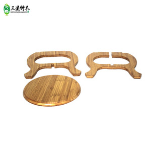 Foldable <b>bamboo</b> and wood side table/cafe table/living room oval wooden coffee table/tea table with thickened <b>bamboo</b> <b>stools</b> - Product Image 4
