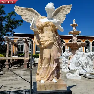 Estátua de escultura de anjo de mármore, pedra natural, mão esculpida, tamanho de vida