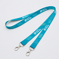 Cordons de cou en polyester personnalisés en gros avec double sublimation et double crochet pour badges d'identification du personnel de bureau, cadeaux promotionnels