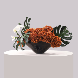 L'alta qualità ortensie artificiali rosso verde lascia eleganti vasi di fiori di vetro per la sala da pranzo decorazione della tavola di casa fatto a mano - Product Image 3