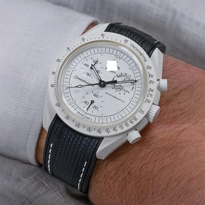 Vente chaude 20mm Bracelet De Montre En Fibre De Carbone Grain En Caoutchouc De Silicone Bracelet De Montre Compatible avec pour Omeg S-watch <span class=keywords><strong>Moonwatch</strong></span> - Product Image 6