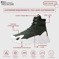 Özelleştirilebilir erkek yüksek üst peluş deri Sneakers kış spor yürüyüş botları yüksekliği artan EVA erkek moda rahat kış