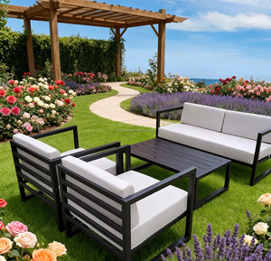 Vente chaude imperméable et crème solaire en acier inoxydable terrasse jardin hôtel chambre ensoleillée canapé d'extérieur - Product Image 1