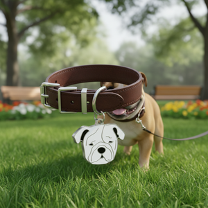 Medaglietta per Cani Bulldog in Metallo Bianco, Charm per Collare - Product Image 3