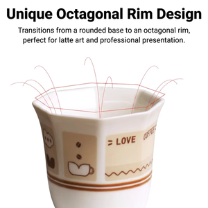 Tasse à café en céramique octogonale de 280 ml pour l'art <span class=keywords><strong>latte</strong></span>, vente en gros pour café, hôtel, restaurant, bureau - Product Image 2