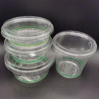 Hoogwaardige biologisch afbreekbare PLA-materiaal plastic fruit snijbekers, transparante ronde voedselverpakkingen met deksels