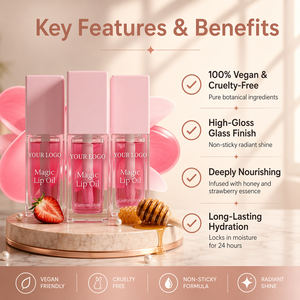 Brillo Labial Vegano Personalizable HKH, Aceite Labial Orgánico con Minerales, Brillo Labial en Tamaño de Viaje, Marca Privada, Maquillaje Natural Hidratante - Product Image 2