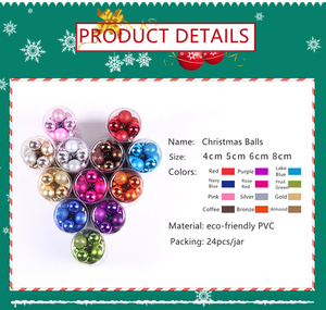 24pcs Mini boules de Noël incassables en PVC 3cm 4cm 5cm 6cm 8cm 10cm pour ornement suspendu d'<span class=keywords><strong>arbre</strong></span> de Noël - Product Image 4