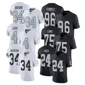 High quality Men's Football shirts Stitched Embroidery 84#Brown 4#Derek Carr 24#Lynch 92# 75# 34# 96#American Football Jerseys