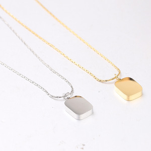 Stainless Steel <b>Square</b> Pendant Necklace <b>Mirror</b> Finish Gold Silver Color Daily Wear Gift Jewelry For Women Geometric Design - Product Image 5