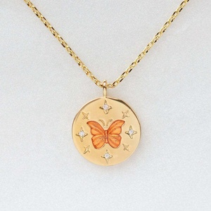 <span class=keywords><strong>Dina</strong></span> venta al por mayor joyería fina Vintage hecho a mano pintado mariposa tótem estrellas collar anillos conjunto de joyería de acero inoxidable para mujeres - Product Image 6