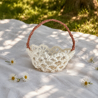 Panier de rangement rond élégant en coton 100% tressé à la main, imperméable, pour la maison – Vente chaude