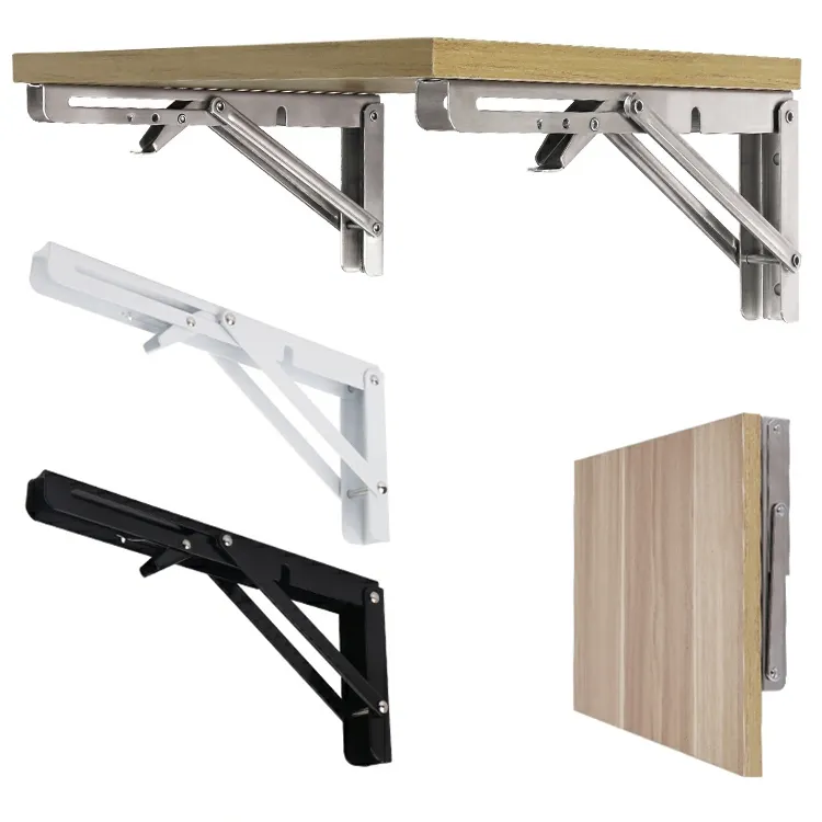 90 Degree Wall Mounting Corner Bracket Stainless Steel Angle Triangle Adjustable Table Bench Support Folding Brackets