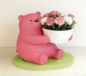 Y883 Joli banc-sculpture Ours moderne multifonctionnel et imperméable pour plantes, idéal pour l'intérieur et l'extérieur, salon, école - Product Image 2