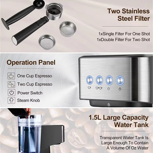 Machine à café expresso semi-automatique standard européenne et américaine avec fonction mousseur à lait - Product Image 3