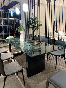 Table à manger rectangulaire en bambou <span class=keywords><strong>Flora</strong></span>, style minimaliste de luxe italien, villa haut de gamme, personnalisable, maison simple - Product Image 2