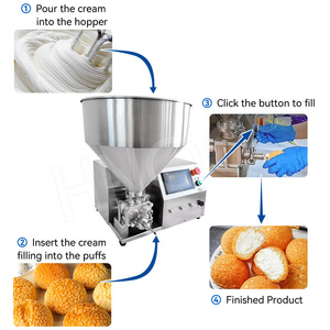 Semiautomático Pan Jelly Filler <span class=keywords><strong>Puff</strong></span> Jam Inyectar Cake <span class=keywords><strong>Donut</strong></span> Relleno Inyector Máquina de chocolate Depositante de crema - Product Image 2