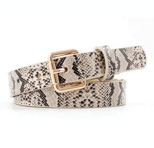 Ceinture décontractée pour filles, style western, en toile et PU, avec boucle fine rétro à ardillon, motif serpent, boucle en alliage, production personnalisée - Product Image 5