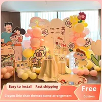 Crayon Shin Chan – Kit de décoration de ballons imprimés numériquement sur panneau KT moderne, toile de fond murale imprimée de dessins animés pour fête, idéal pour le 100e jour de bébé