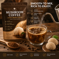 Poudre de café aux champignons, mélange de café Lion's Mane, café fonctionnel instantané aux champignons, étiquette privée OEM