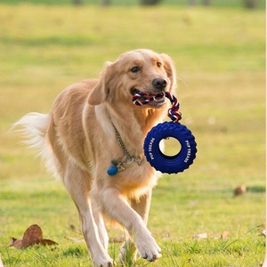 Jouet pour chien en caoutchouc durable avec corde, jouet interactif à tirer <span class=keywords><strong>la</strong></span> corde pour chiens de taille moyenne et grande - Product Image 3