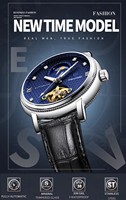 Montre mécanique de luxe pour homme TEVISE, cadran 24 heures décoré, bracelet en cuir PU élégant, réserve de marche lumineuse, unique et tendance
