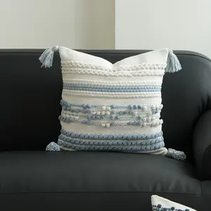RichesBase, fundas de almohada decorativas bohemias hechas a mano, fundas de cojines tejidas a mano para cama, decoración del hogar