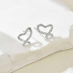 Boucles d'oreilles en forme de cœur en cuivre haut de gamme pour femmes avec pierre principale en Zircon pour les mariages populaires, cadeau d'anniversaire - Product Image 5