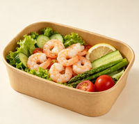 Boîte repas rectangulaire jetable en papier kraft épais, compatible micro-ondes, pour toutes les occasions à emporter – Vente directe usine