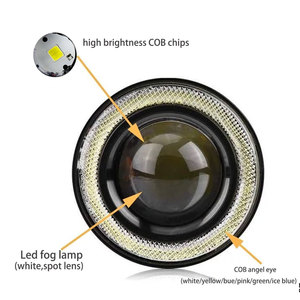 3,5 "89mm Angel Eyes LED Nebels chein werfer Auto SUV Universal Weiß Rot Blau Grün Fahr scheinwerfer 12V Auto Lampen - Product Image 4