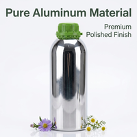 Bouteille d'huile essentielle en aluminium poli de 1000 ml, bouchon vert, protection UV, double joint, OEM B2B