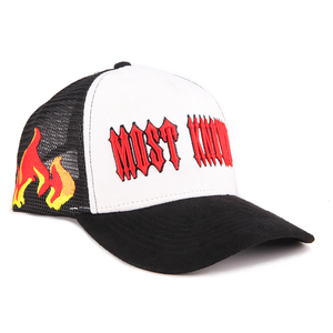 Tùy Chỉnh 3D Thêu Logo Da Lộn Trucker Hat Mũ Thiết Kế Của Riêng Bạn Lửa Lưới Thêu Trucker Mũ - Product Image 5