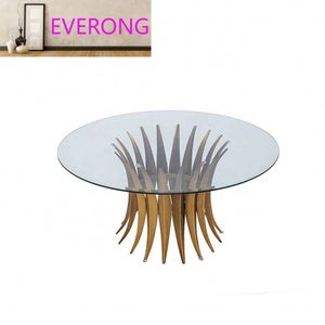 Juego de Mesa de Comedor Nórdico Clásico de Acero Inoxidable con Cubierta de Vidrio Moderna Multifuncional para Comedor, Salón, Hogar, Villa, Bar - Product Image 3