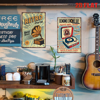Letreros Metálicos Retro de Tienda de Discos de Rock and Roll Clásico, Placas Decorativas de Pared para Hogar o Bar