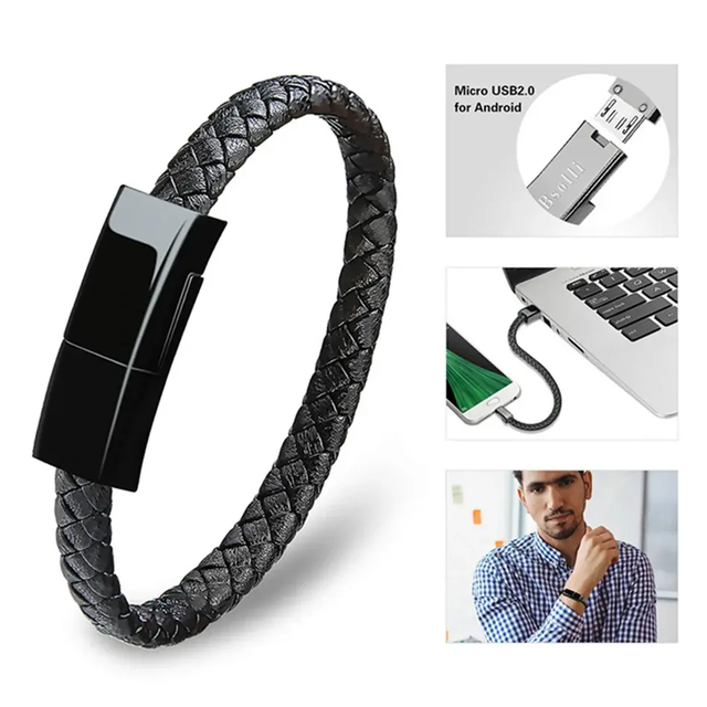 Wearable Creative Portable Type C Micro USB Data Sync Fast Mobile Phone Charger USB Bracelet Data Cable 2025