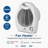 Calefactor Portátil con Termostato, Calefactor de Espacio con 3 Modos de Ventilación, Calefactor de Habitación de 2000W con Temperatura Ajustable, Control Automático, Resistente al Fuego, CE ERP