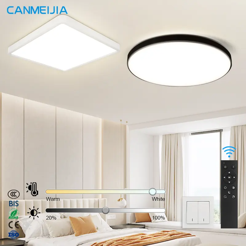 Настенный круглый квадратный потолочный светильник с регулируемой яркостью с дистанционным управлением для гостиной/потолочных светильников/светодиодный потолочный светильник