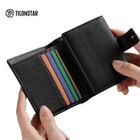 TILONSTAR Dompet Kulit Asli RFID Kapasitas Besar Tipis dengan Logo Kustom Grosir untuk Wanita Hadiah Perusahaan