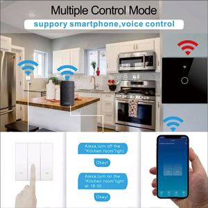 Interruptor de encendido inteligente Tuya, <span class=keywords><strong>pulsador</strong></span> de pared con <span class=keywords><strong>WiFi</strong></span>, 1/2/3/4 entradas, inalámbrico, para la UE, Reino Unido, Alexa, asistente de Google Home - Product Image 2