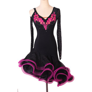 Abito da ballo latino per adulti, professionale, monopezzo con doppie maniche per Cha-Cha, Samba <span class=keywords><strong>e</strong></span> Danze Country - Product Image 1
