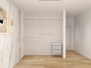 Armario Metálico Moderno Personalizado de Ponie Factory, Armario Abierto <span class=keywords><strong>con</strong></span> Riel para Cortina, Bloqueable, Extensible, Ajustable, de MDF, Ensamblado - Product Image 3