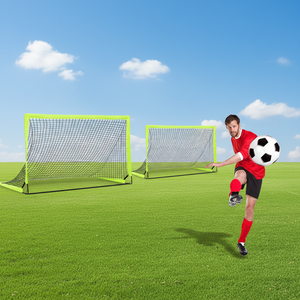 Buts de football à montage rapide 8'x6' avec cadre <span class=keywords><strong>en</strong></span> acier résistant aux intempéries, ensemble de poteaux de football avec filet, équipement de terrain fabriqué <span class=keywords><strong>en</strong></span> usine - Product Image 1