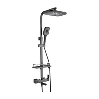 Ensemble de douche mural thermostatique numérique noir poli avec pommeau de douche pluie doux pressurisé pour salle de bain