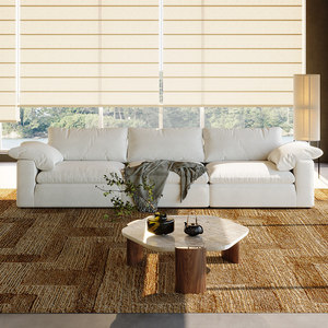 Conjunto de Sofá en Forma de L |   Funda Lavable Extraíble de Tela de Lino <span class=keywords><strong>y</strong></span> Algodón Estilo Wabi-Sabi Crema para Sala de Estar Modular GF808 - Product Image 2