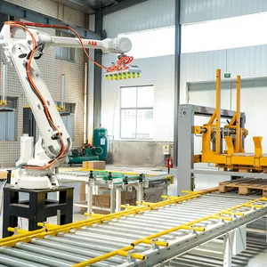 Fully Automatic Robot Palletizing System Robotic Palletizer With Wrapping Machine