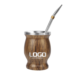 Taza de acero inoxidable de doble pared para acampar al aire libre de 8oz al por mayor, taza de café, <span class=keywords><strong>Yerba</strong></span> Mate, taza de paja, calabaza de viaje de estilo argentino - Product Image 1