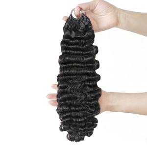 FH Double Drawn Burmese Curly Miracle Knot Crochet Human Hair Feathering Tip Crochet <b>Braids</b> Human Hair <b>Extension</b> - Product Image 2